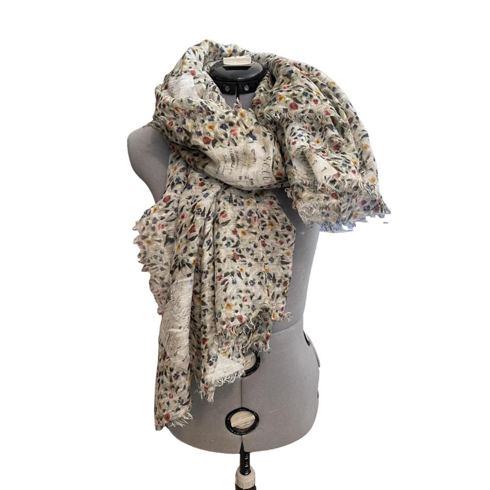 Franco Ferrari Beige Floral Scarf
